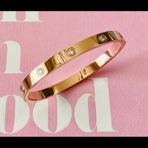 Rose Gold Bangle Bracelets with Stones